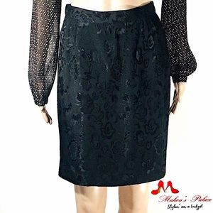 Alberto Makali Black Floral Pencil Skirt
